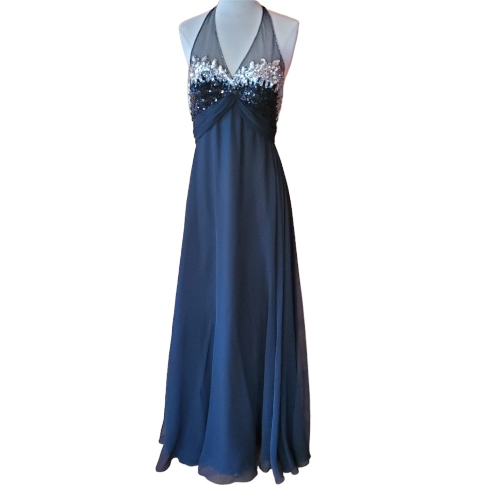 Vintage Mike Benet‎ Black & Silver Sequin Evening G